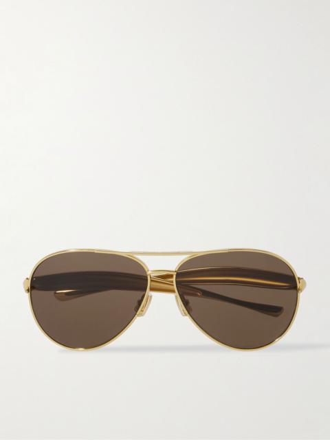 Bottega Veneta Sardine Aviator-Style Gold-Tone Sunglasses Gold