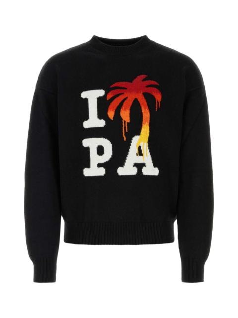 Palm Angels Palm Angels Men Black Wool Blend Sweater