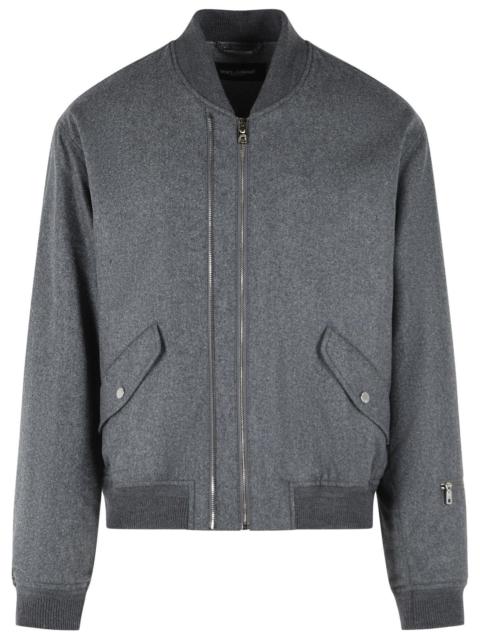 Dolce & Gabbana Dolce & Gabbana Grey Virgin Wool Bomber Jacket Men