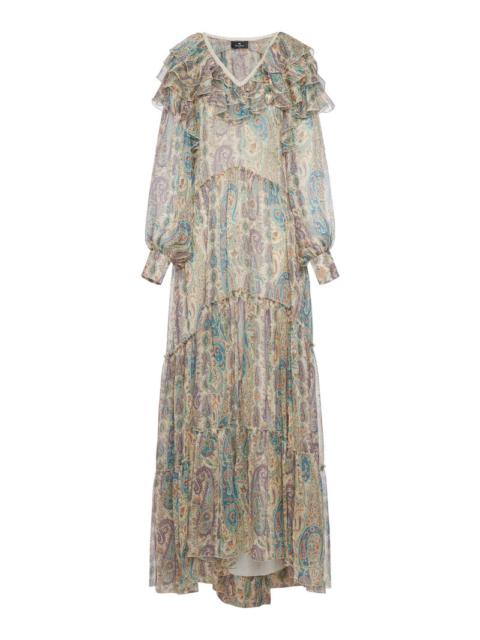 Etro Etro Women Long Silk Dress With Floral Paisley Pattern