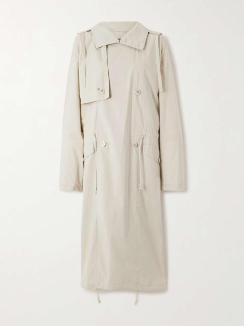 Double-breasted organic cotton-poplin trench coat Beige