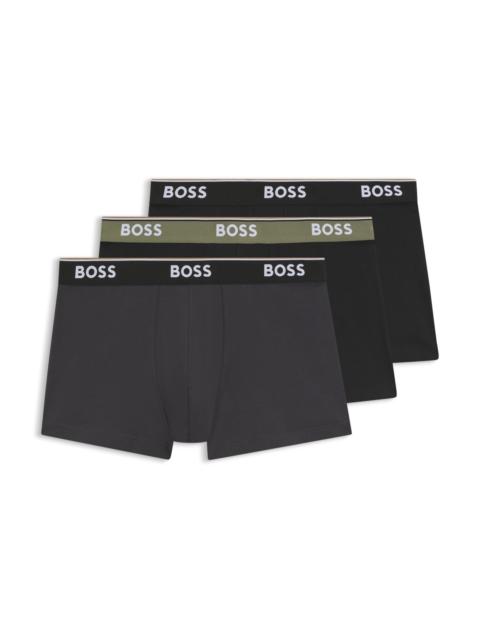 BOSS THREE-PACK OF STRETCH-COTTON TRUNKS WITH LOGO WAISTBANDS
