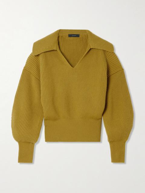 JOSEPH Ribbed Wool, Silk And Cashmere-blend Polo Sweater
