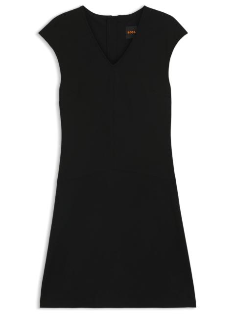 BOSS A-LINE DRESS IN STRETCH FABRIC WITH STITCHED CUTLINES