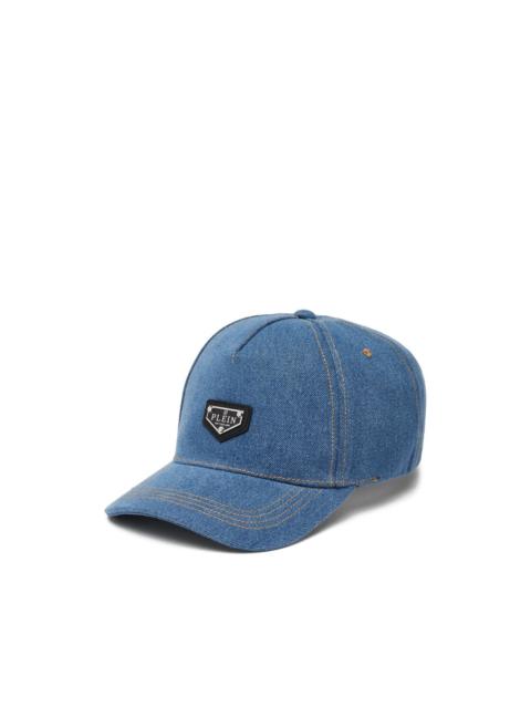 PHILIPP PLEIN denim plaque baseball cap