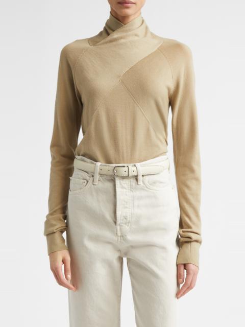 TOTEME TOTEME Merino Wool Crossover Sweater in Desert at Nordstrom