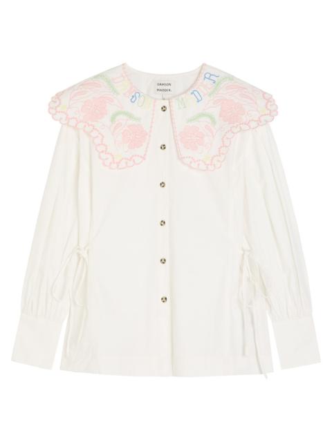 DAMSON MADDER. Damson Madder Valentina Embroidered Cotton-poplin Blouse