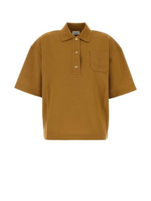 SAINT LAURENT Saint Laurent Women Ochre Piquet Oversize Polo Shirt