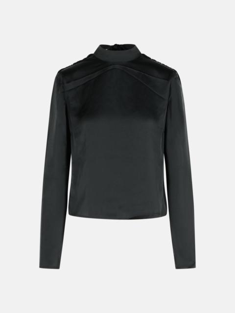 ROTATE DRAPED TOP IN BLACK POLYESTER