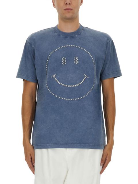 Moschino SMILEY® HEAVYWEIGHT COTTON T-SHIRT WITH STUDS