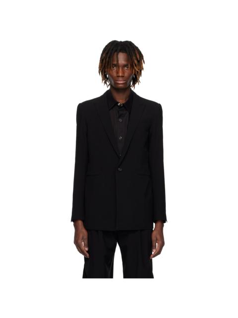 Devoa Black Peaked Lapel Wool Blazer