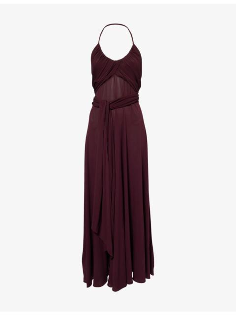 Alaïa Cross Halterneck Stretch-Woven Maxi Dress