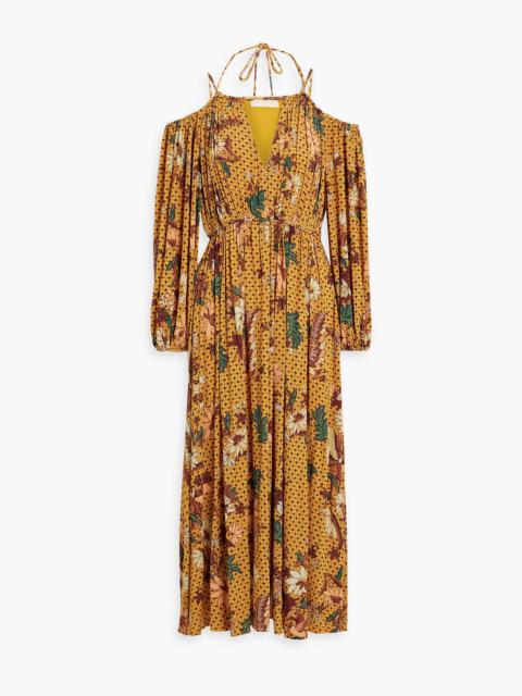 ULLA JOHNSON Noemi cold-shoulder printed stretch-jersey midi dress