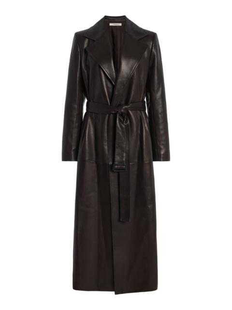 The Row Raisa Leather Coat brown