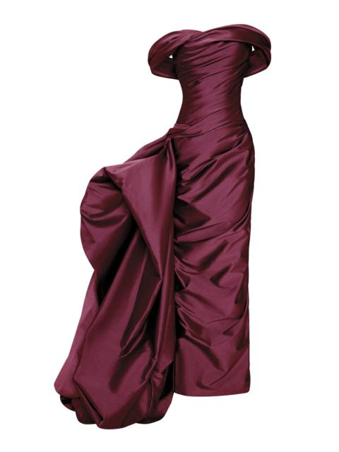 MARMAR HALIM Off-The-Shoulder Draped Taffeta Gown purple