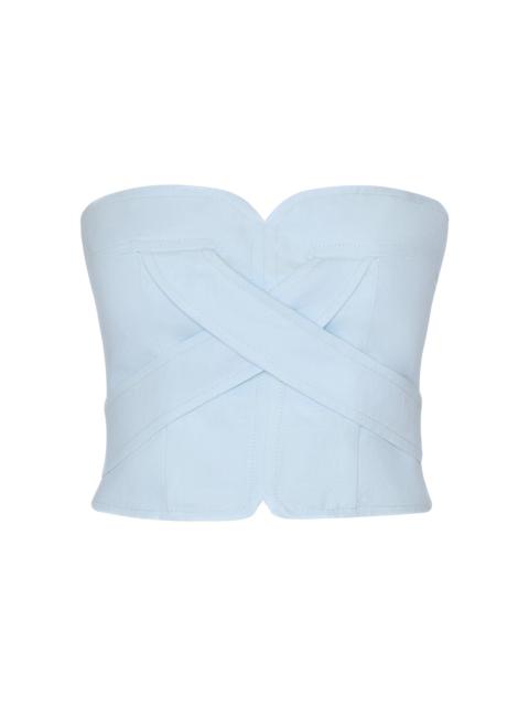 ANDRES OTALORA Sea Incierto Crossover Linen Top light blue