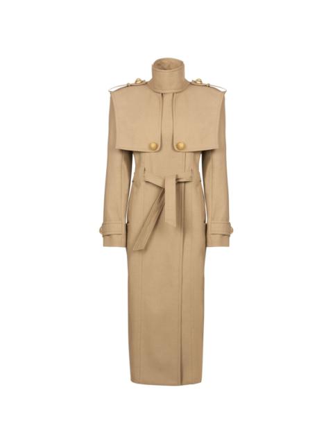 belted cotton trench coat