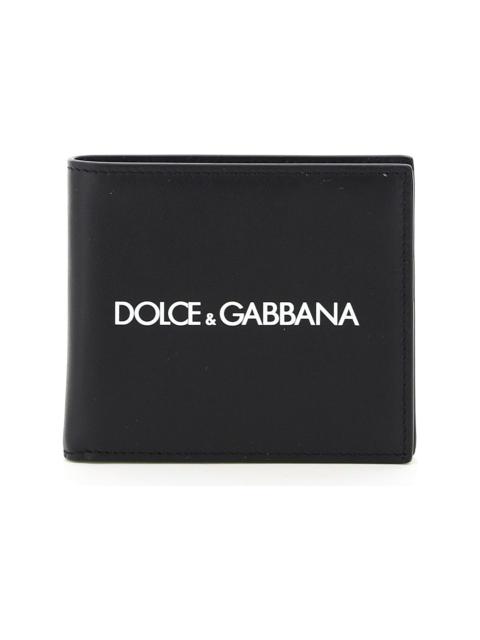 Logo Print Leather Bifold Wallet