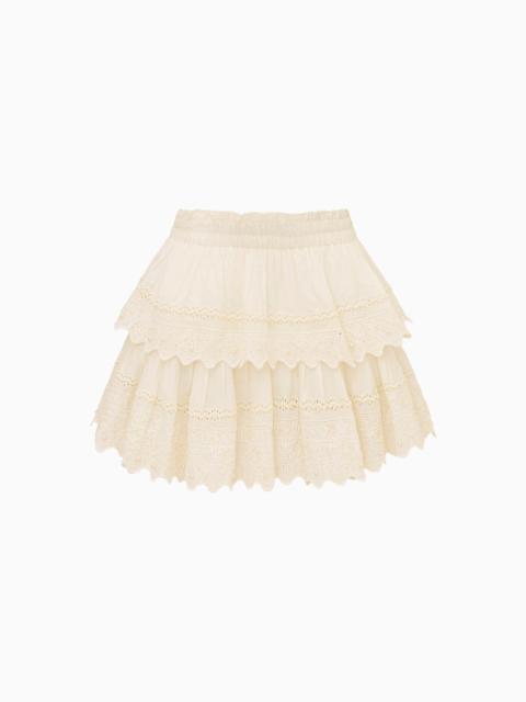 LoveShackFancy Ruffle Mini Pearl-Embellished Skirt