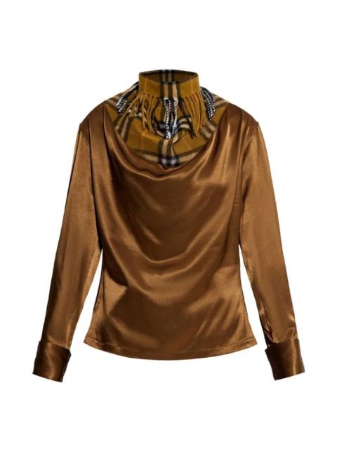 Burberry Burberry Satin and Check Scarf Panelled Top