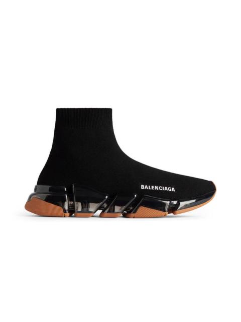 BALENCIAGA Men's Speed 2.0 Full Clear Sole Recycled Knit Sneaker in Black/orange