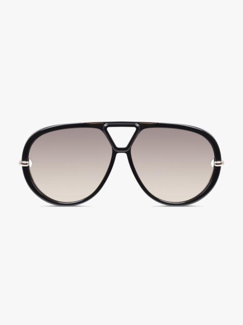 Bottega Veneta BV1273S ROUND AVIATOR SUNGLASSES | BLACK/SILVER