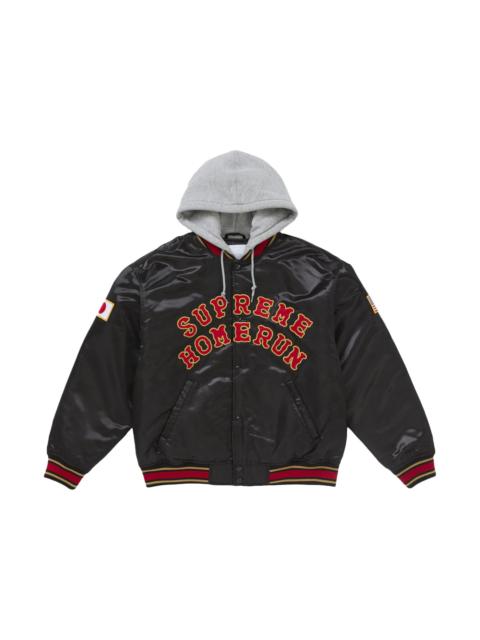 Supreme Supreme Homerun Satin Hooded Varsity Jacket Black