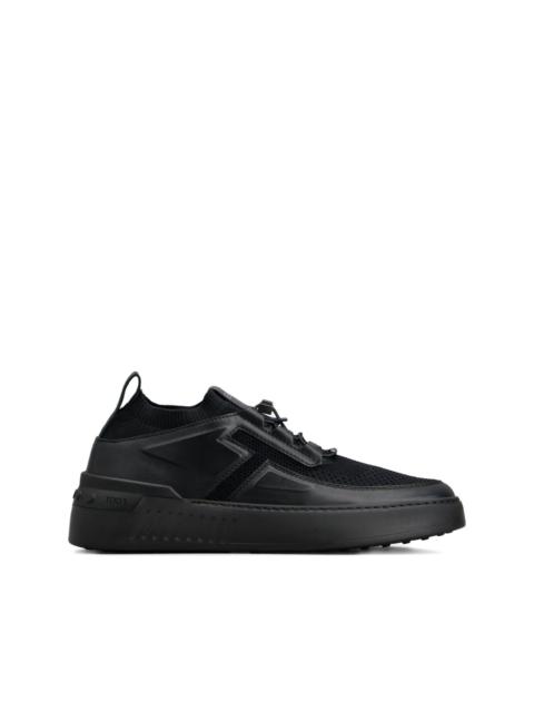 Tod's knitted-detail leather low-top sneakers