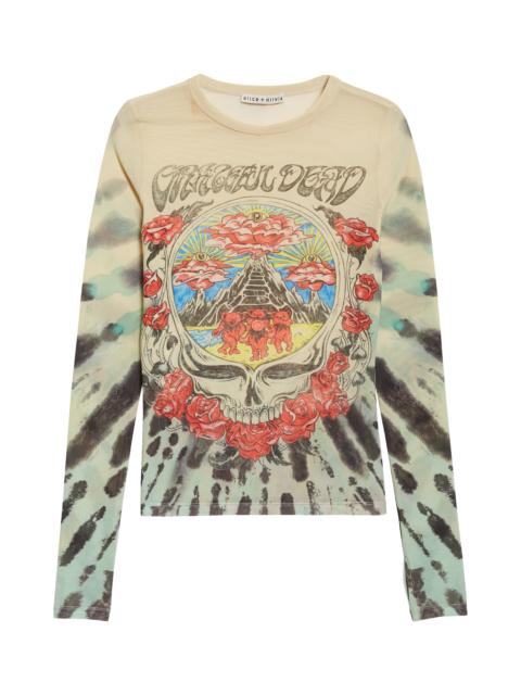 Alice + Olivia Alice + Olivia x Grateful Dead Delaina Tie Dye Mesh Top in Amplify Tie Dye at Nordstrom