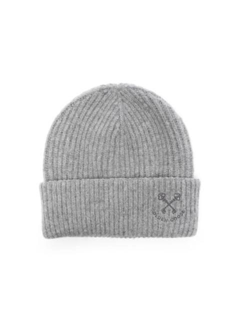 logo-embroidered ribbed beanie