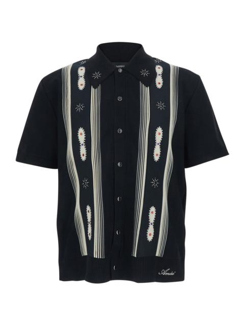 AMIRI Amiri Men Black Shirt With Pointed Collar And Beaded Front Detail In Cotton Blend Man