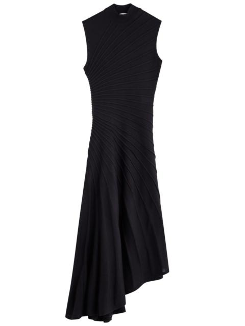 Alaïa Asymmetric Ribbed Wool Midi Dress