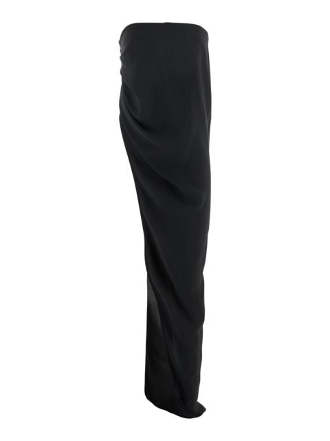 Rick Owens Rick Owens Women 'Lido' Black Long Dress With Straight Neckline And Asymmetric Design In Viscose Ble