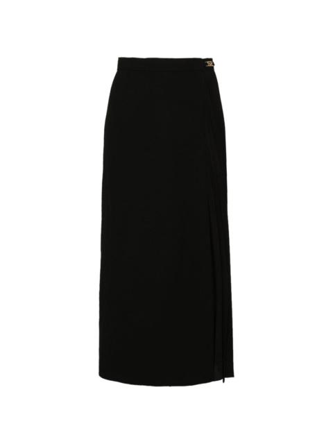 pleated wrap midi skirt
