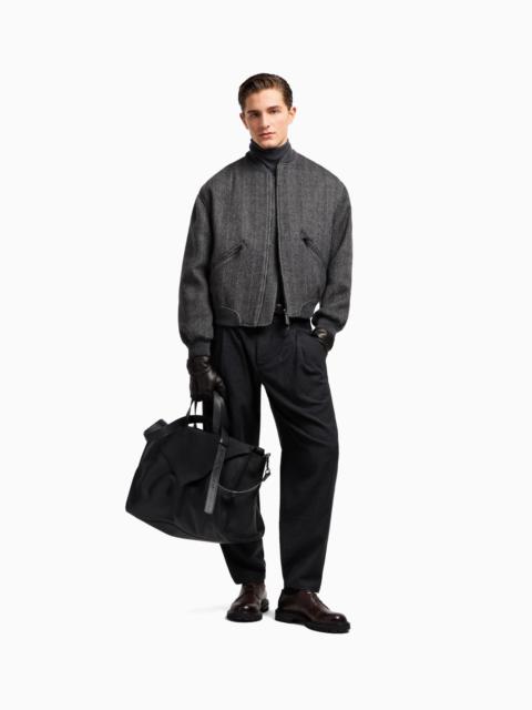 GIORGIO ARMANI herringbone zip-front bomber jacket
