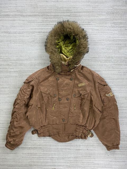 Other Designers Vintage Ellesse Italy Multipocket Faux Fur Hoodie Ski Jacket