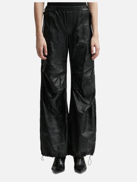 ANDREĀDAMO WET LEATHER CARGO PANTS