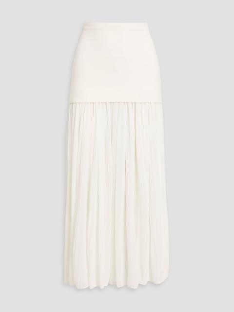 Proenza Schouler Bouclé-knit and plissé-chiffon maxi skirt