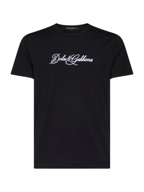 Dolce & Gabbana Dolce & Gabbana Men Black Cotton Jersey Embroidered T-Shirt