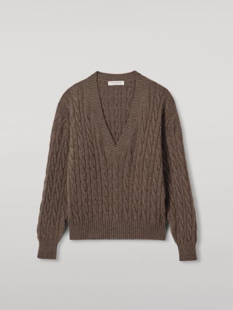 Johnstons of Elgin Kylesku Deep V Brown Cashmere Jumper