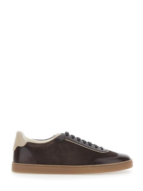 Brunello Cucinelli Brunello Cucinelli Men Brown Sneakers With Embossed Logo On The Heel In Leather For Men