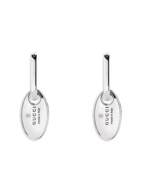 GUCCI Sterling Silver Trademark Oval Drop Earrings
