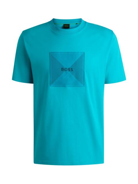 BOSS COTTON-JERSEY T-SHIRT WITH FINELINE LOGO ARTWORK