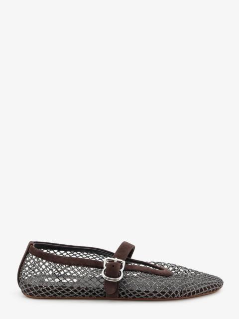 Alaïa Alaia Women Flat Mesh Ballet Flats With Rhinestone Detail