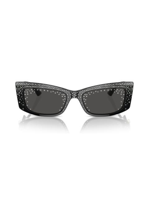 JIMMY CHOO Jimmy Choo 55mm Pillow Sunglasses in Black /Dark Grey at Nordstrom