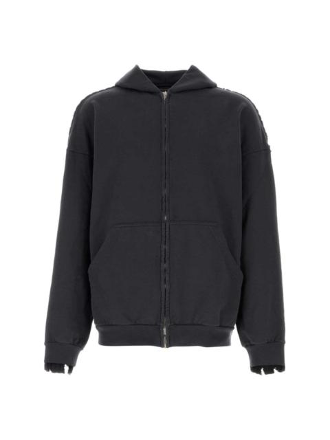 panelled zip-up hoodie