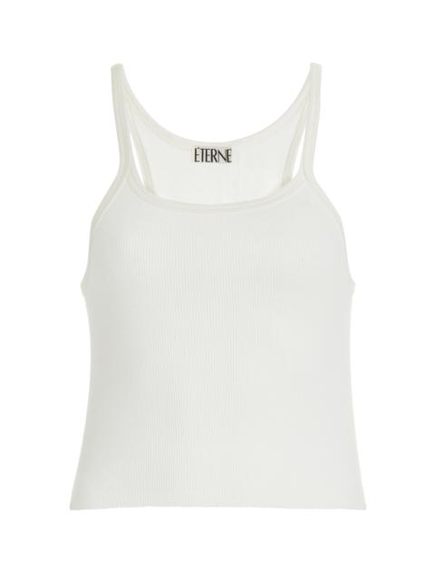 ÉTERNE Ribbed Cotton Tank Top ivory