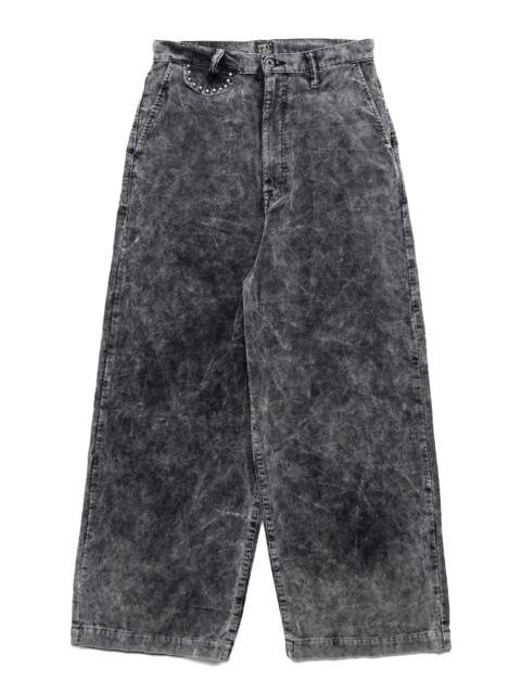 Kapital 14W Corduroy BOOGIE-DAY PORT Baggy Pants (Dirty Dyed) - Black