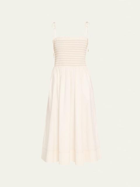 VERONICA BEARD Kaela Smocked A-Line Midi Dress