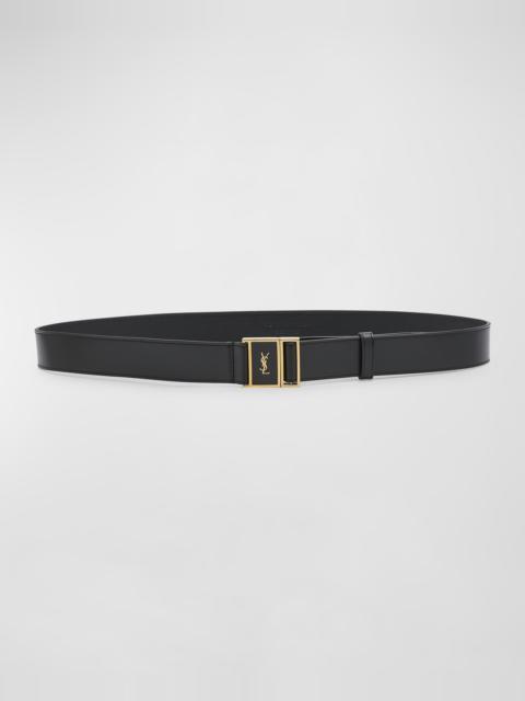 SAINT LAURENT Cassandre YSL Buckled Leather Belt